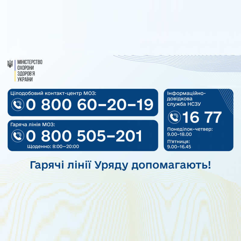 У МОЗ запрацювали «гарячі» лінії для звернень громадян щодо охорони здоров’я та реформи МСЕК